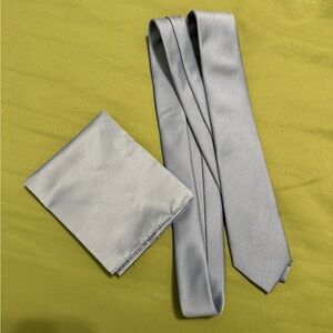 asazie skinny tie and pocket square - dusty blue